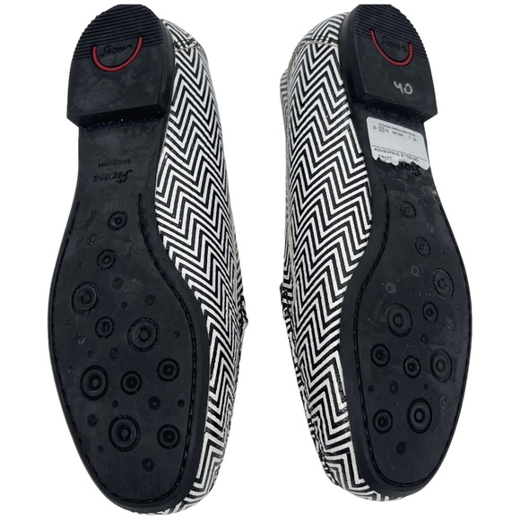 SOLD Sioux Mocassin Black White Loafers Chevron Print Flats Women UK 4.5 US 6.5 - Picture 7 of 9